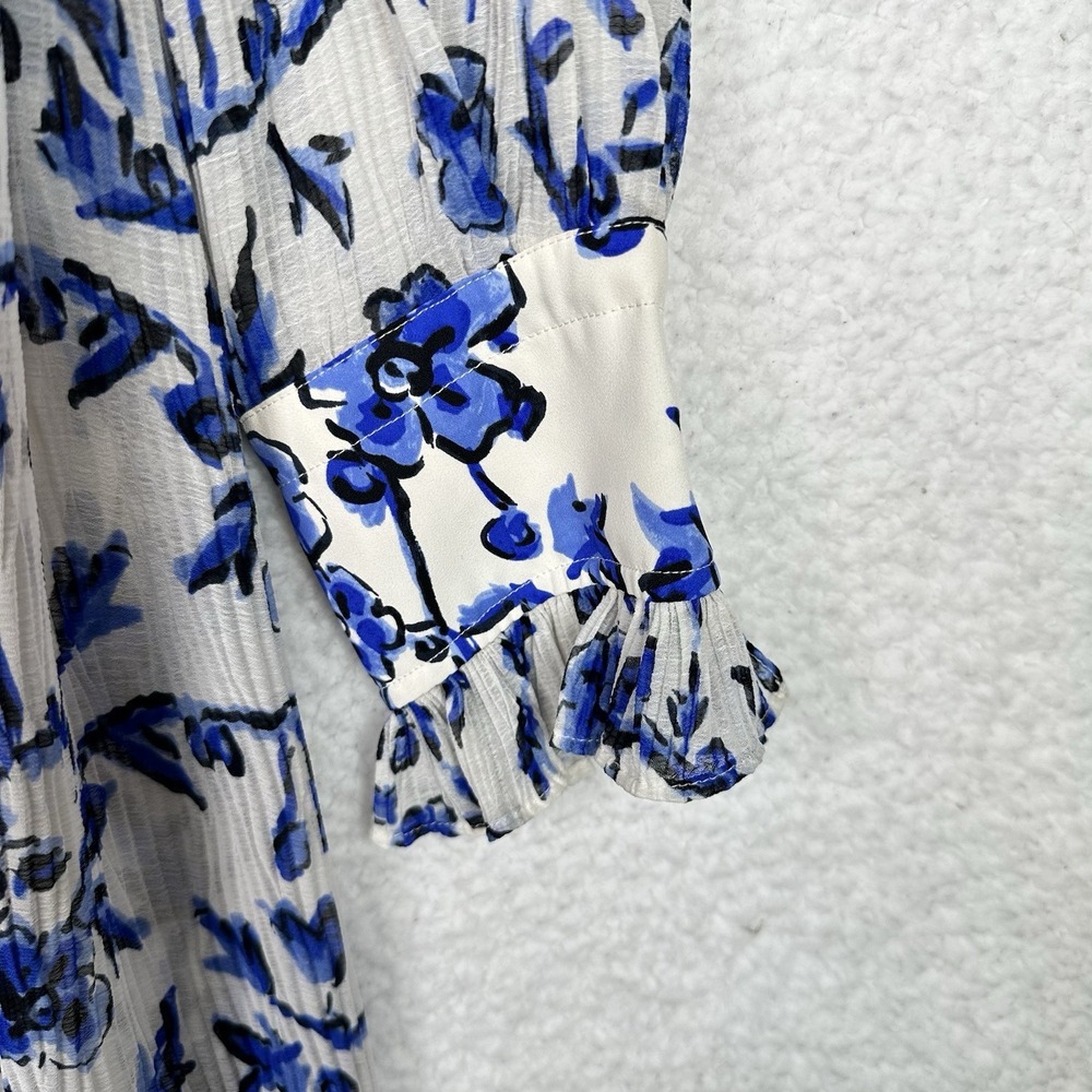 Tory Burch White Dress with Blue Floral Print - Picture 4 of 13